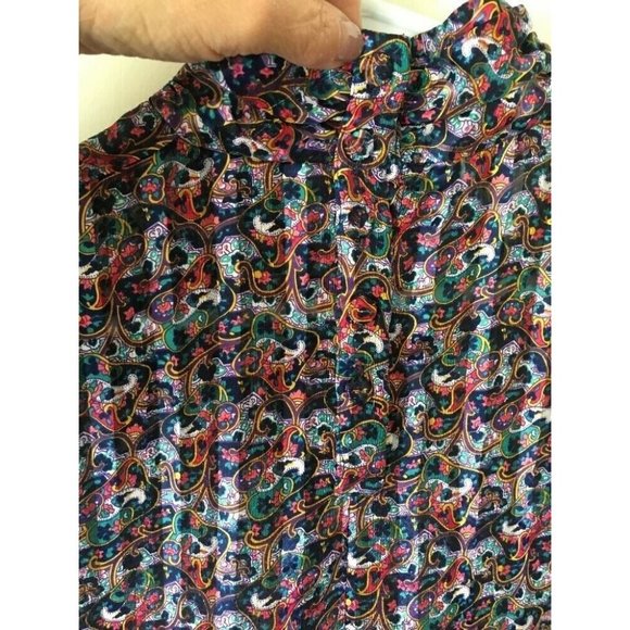 Hasting & Smith  polyester sheer colorful paisley  blouse mock neck size 8 - Picture 8 of 10